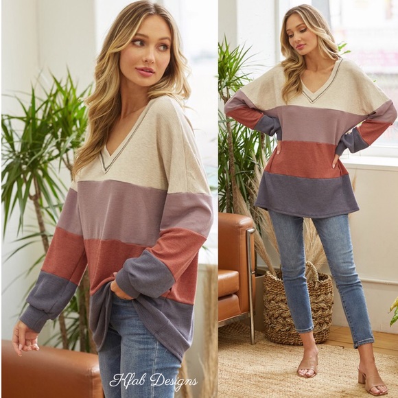 ❤️LAST 1! SALE! V Neck Lavender/Rust Thermal Super Soft Pullover! - Picture 4 of 8